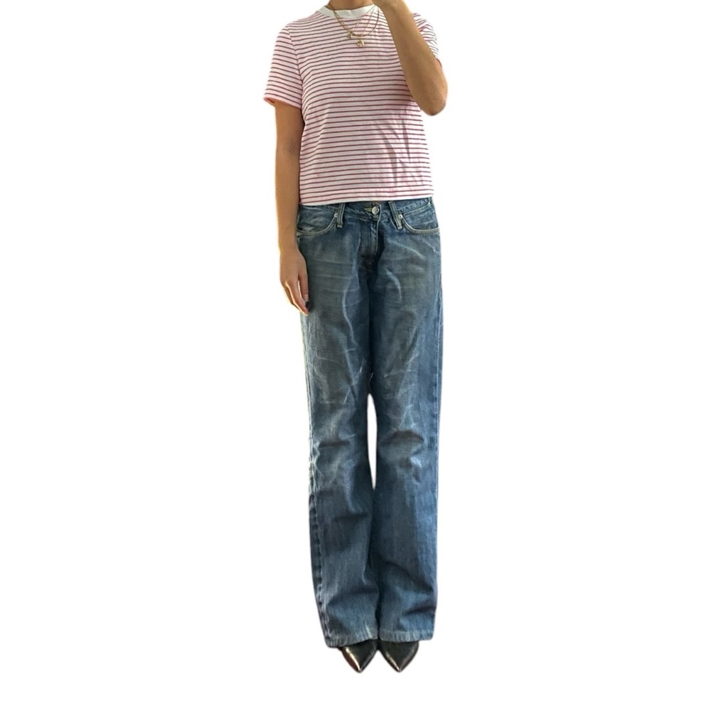 COS Pink and White Striped Short Sleeve Tee
